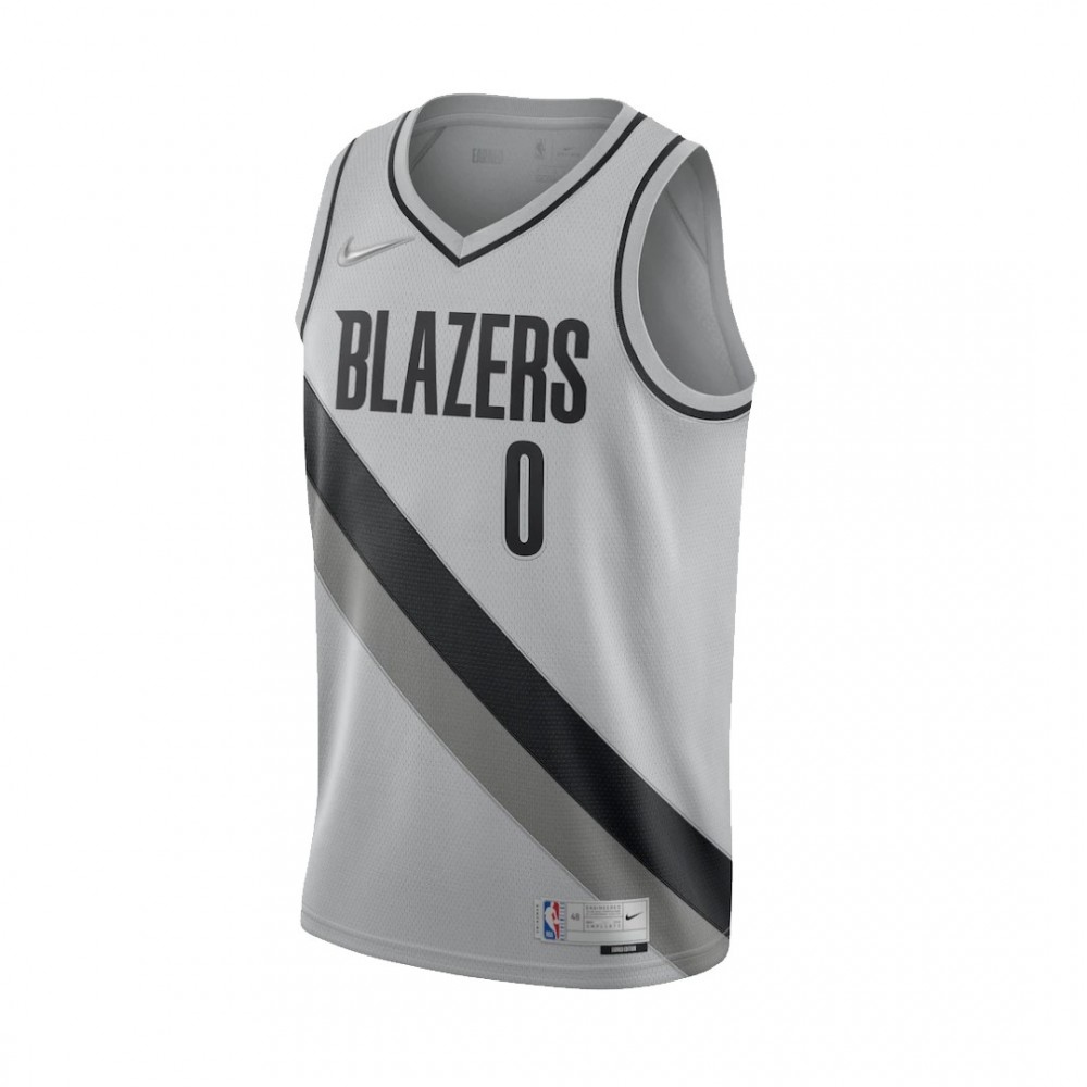 Men's Portland Trail Blazers Damian Lillard #0 Grey 2020/21 Swingman NBA Jersey- Earned Edition-Pro Kit Vault | Brand New 26/27 Sports Jerseys